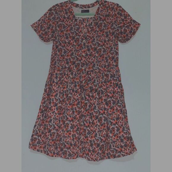 women's GAP PINK FLORAL PRINT spring wear  FIT &FLARE DRESS SIZE 04 100% cotton - Picture 1 of 10